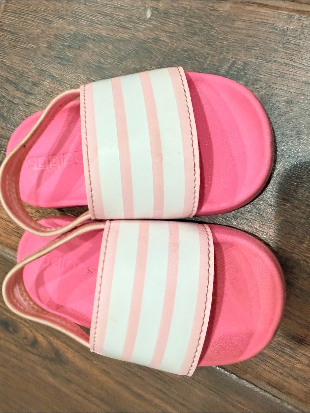 adidas Pink and White Girls' Slide Sandals